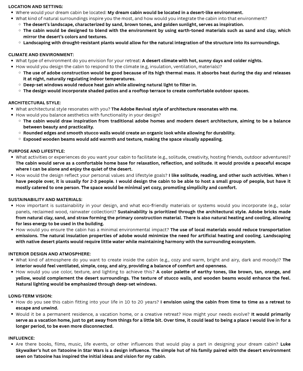 Planning questions and answers